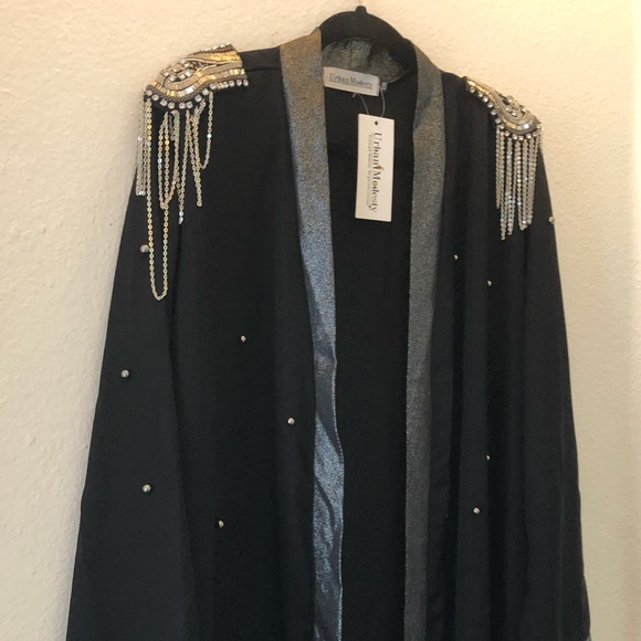 Urban Modesty NWT Size XXL embellished Abaya black Maxi Open front - Picture 10 of 15
